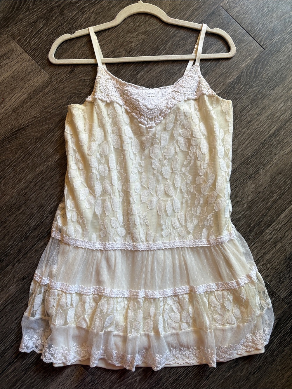 Vntg Forever 21 Cream Lace Slip Dress